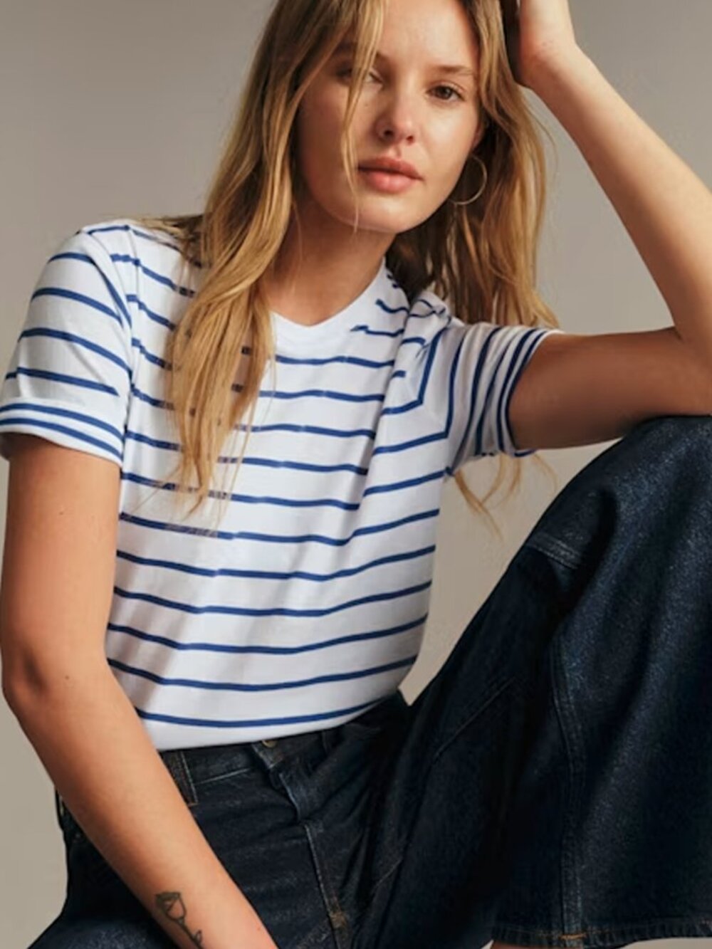 Sezane Conrad T-Shirt White / Bright Blue - M